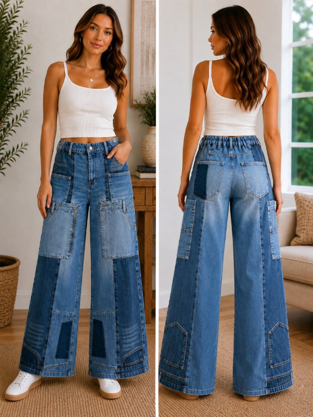 👖✨ OLI & HALI Upside Down Patchwork Jeans – Size M ✨👖